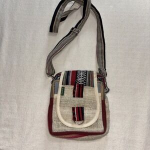 Himalayan Hemp Shoulder Cross Body Passport‎ Travel Mini Bag Made In Nepal Boho